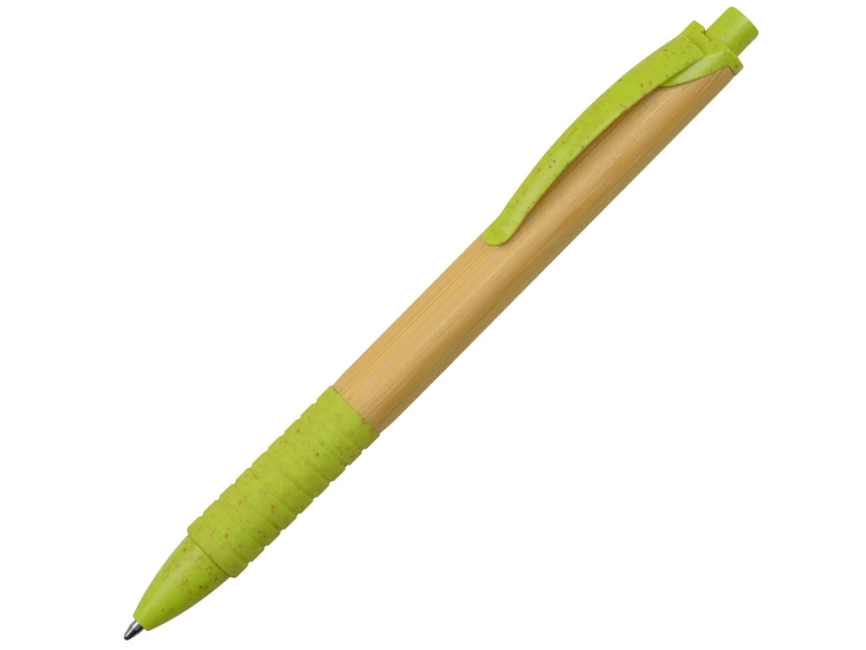Ручка из бамбука и переработанной пшеницы шариковая Nara, бамбук/зеленый фото 1