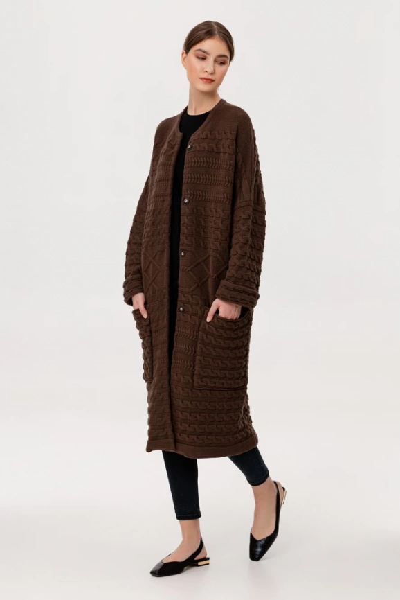 Кардиган женский Warmheart, коричневый, размер L фото 2