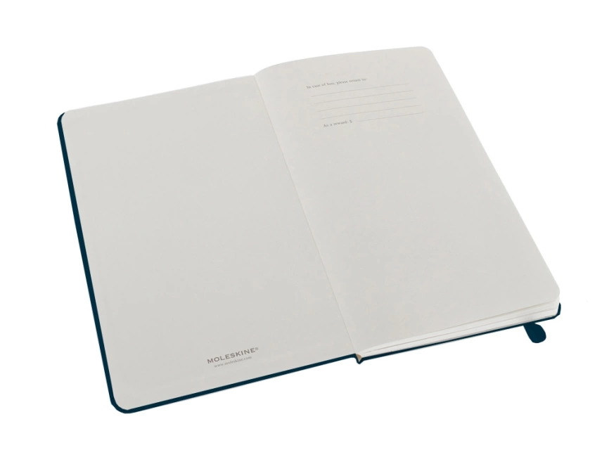 Записная книжка Moleskine Classic (нелинованный) в твердой обложке, Large (13х21см), голубой сапфир фото 2