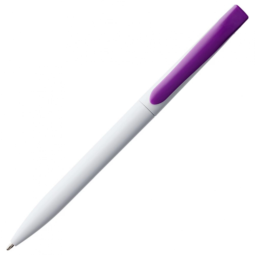 Ручка шариковая Pin, белая с фиолетовым фото 2