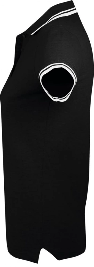 Рубашка поло женская Pasadena Women 200 с контрастной отделкой черная с белым, размер L фото 3