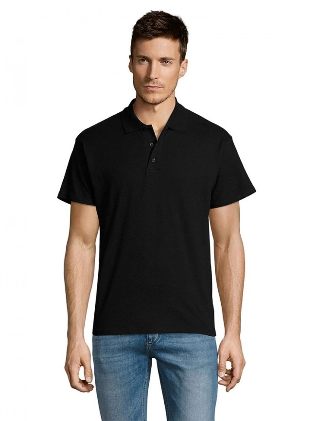 Рубашка поло мужская Summer 170 черная, размер XL фото 11