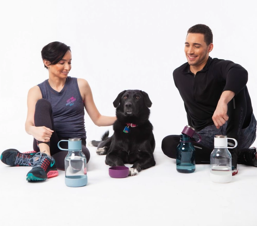 Бутылка для воды с миской для питомца Dog Water Bowl Lite, белая фото 3