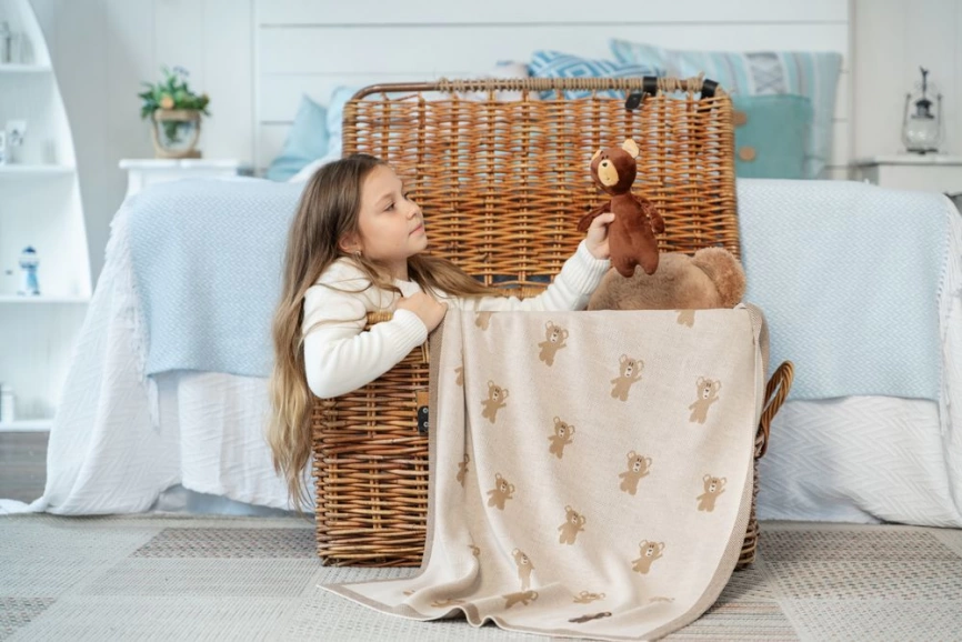 Плед детский с мишками Beastie Toys, небесно-голубой фото 6
