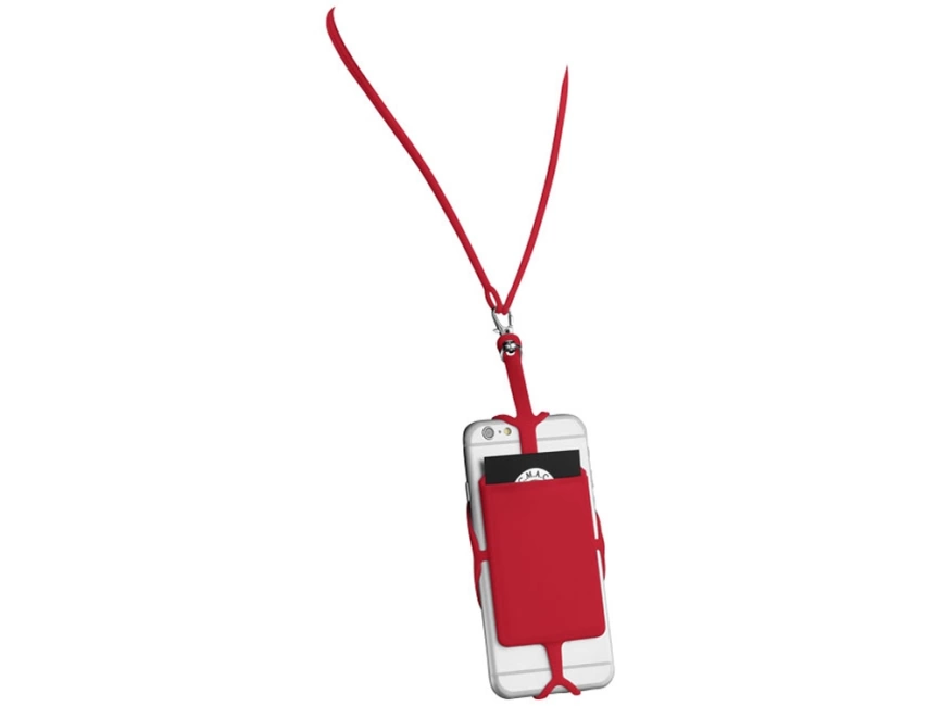 Картхолдер RFID со шнурком, красный фото 5