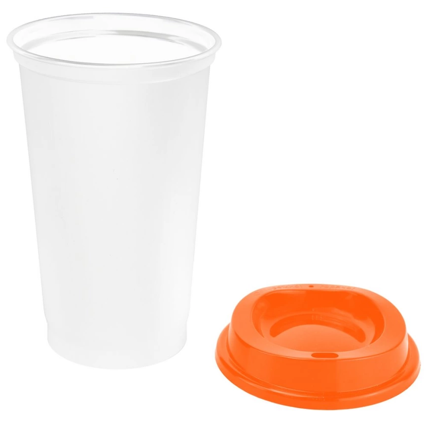 Стакан с крышкой Color Cap White, белый с оранжевым фото 2