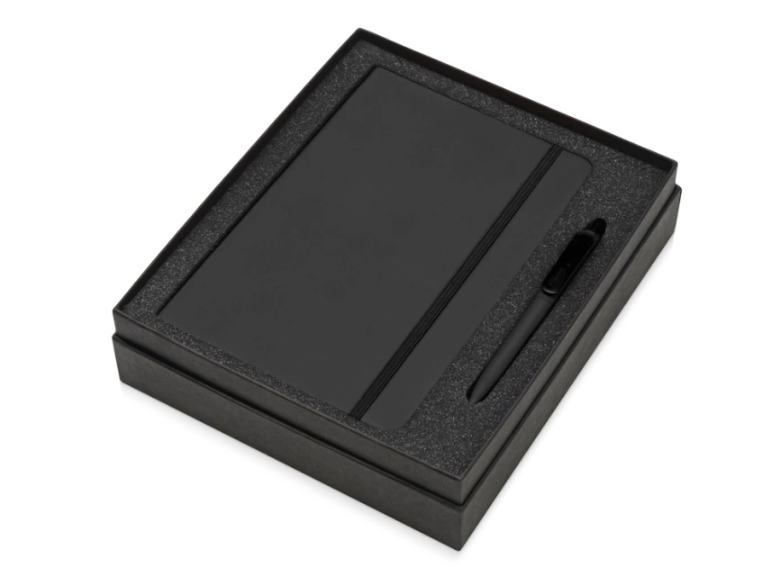 Подарочный набор Vision Pro soft-touch с ручкой и блокнотом А5, черный фото 2