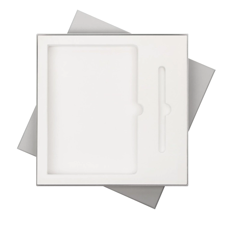 Подарочная коробка с ложементом для ежедневника и ручки, серая фото 1