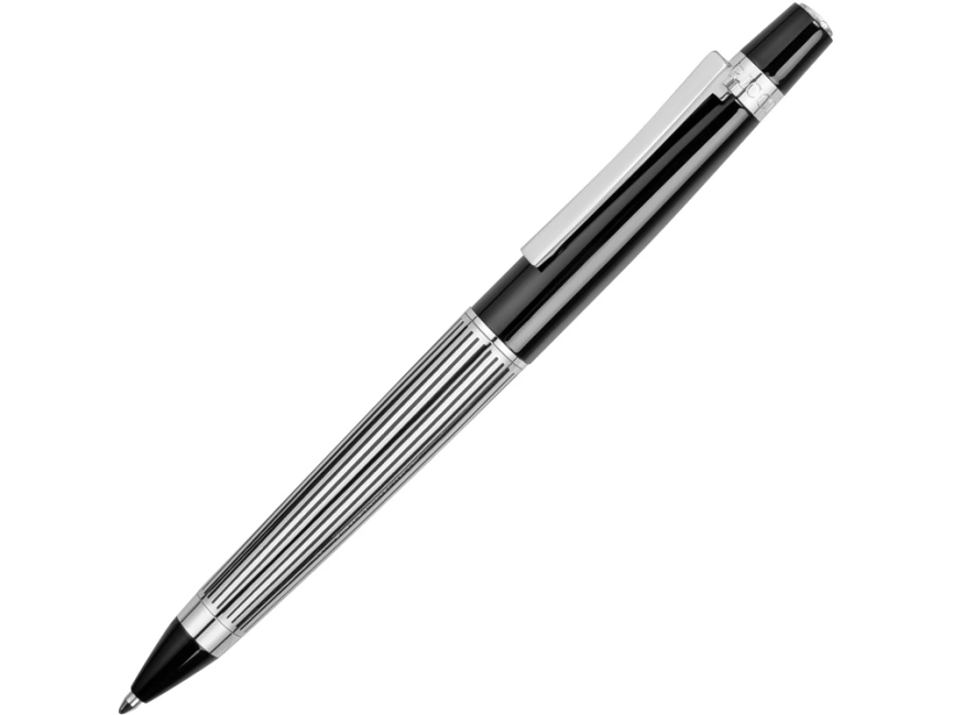 Ручка шариковая Nina Ricci модель Funambule striped в футляре, серебристый/черный фото 1