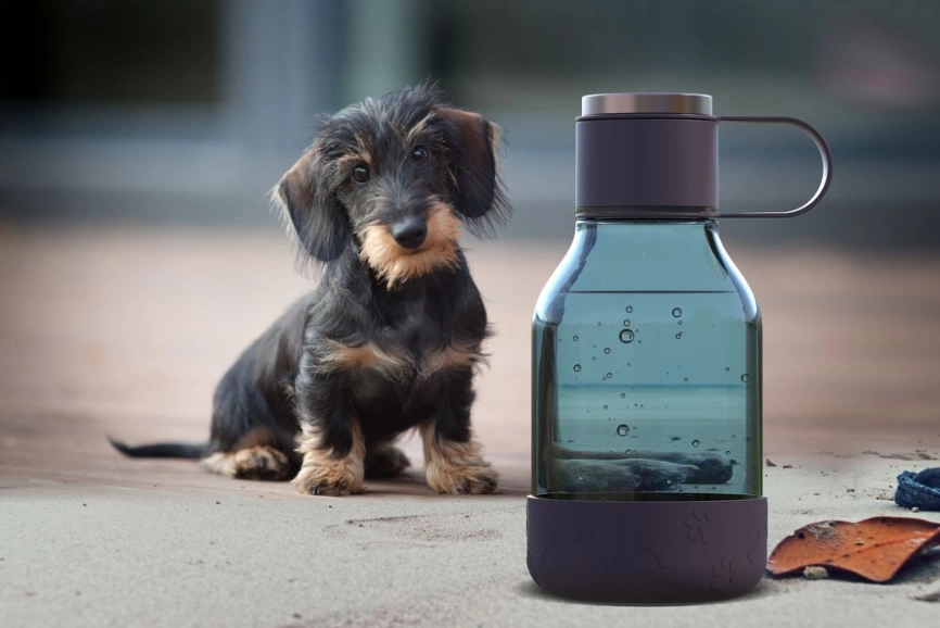 Бутылка для воды с миской для питомца Dog Water Bowl Lite, темно-фиолетовая фото 3