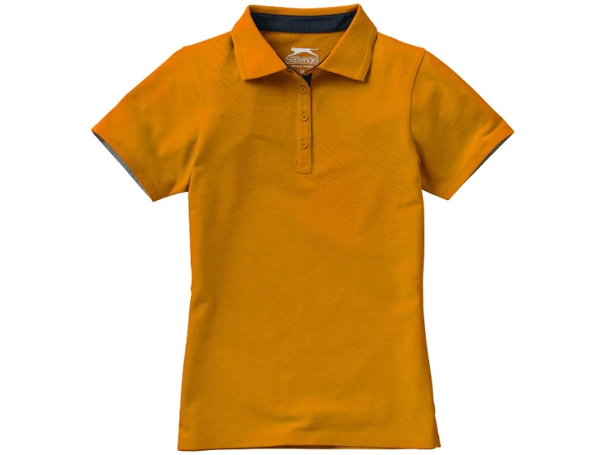 Поло женское с короткими рукавами Hacker, оранжевый/темно-синий фото 2