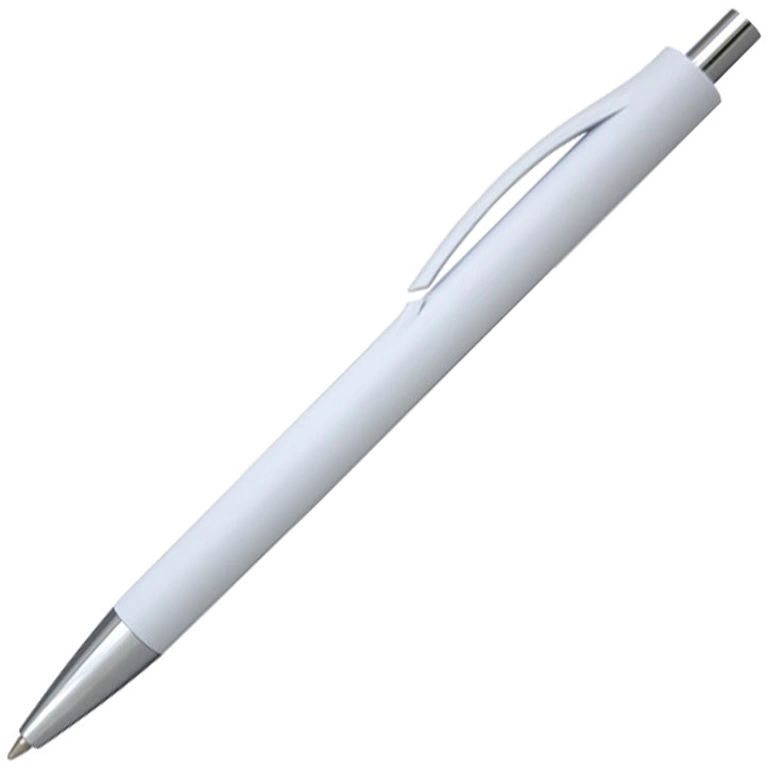 Ручка шариковая Хит, пластиковая, белая/серебро фото 1