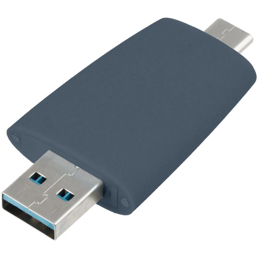 Флешка Pebble Type-C, USB 3.0, серо-синяя, 32 Гб фото 3