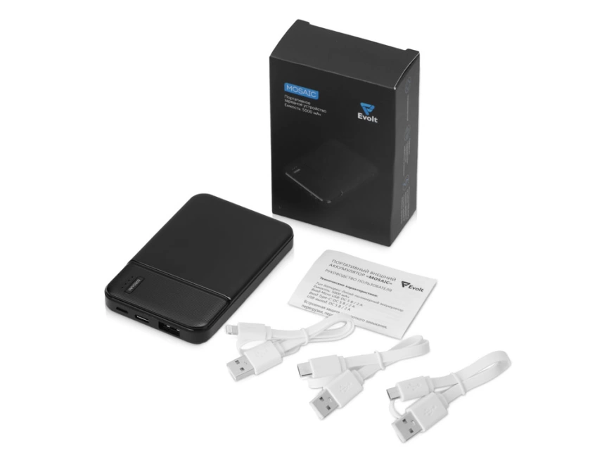 Внешний аккумулятор Evolt Mosaic, 5000 mAh, черный фото 4