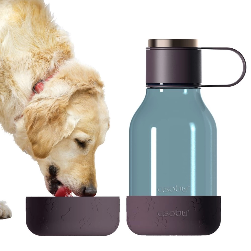 Бутылка для воды с миской для питомца Dog Water Bowl Lite, темно-фиолетовая фото 2