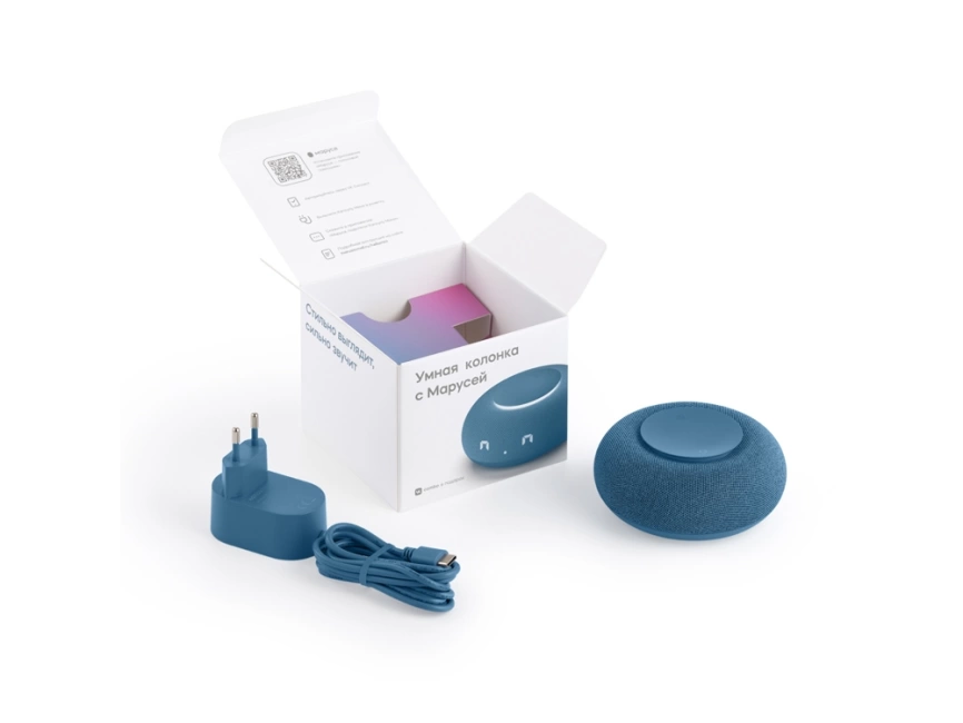 Умная колонка VK Капсула Мини с голосовым помощником Марусей, морской синий фото 5