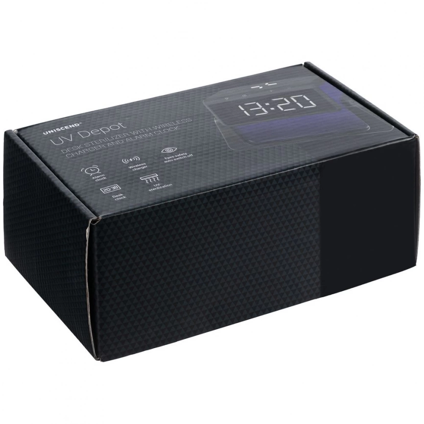Настольный стерилизатор с беспроводной зарядкой и часами UV Depot, черный фото 9