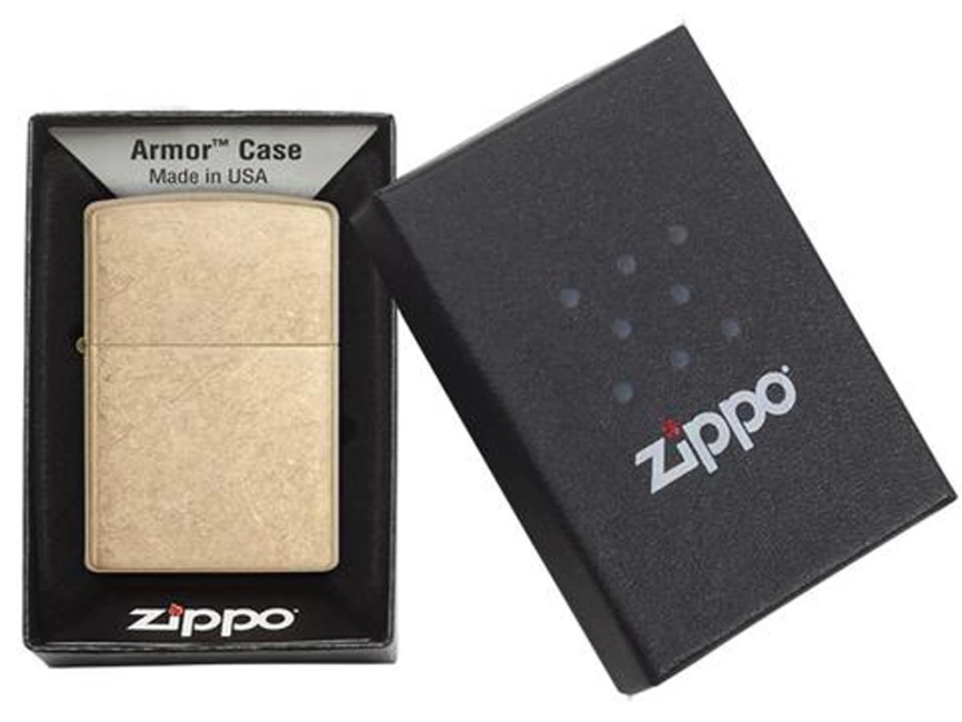 Зажигалка ZIPPO Armor™с покрытием Tumbled Brass, латунь/сталь, золотистая, матовая, 38x13x57 мм фото 5