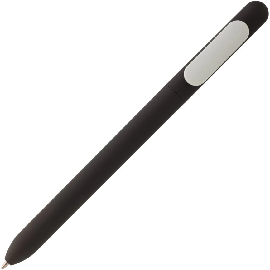 Ручка шариковая Swiper Soft Touch, черная с белым фото 2