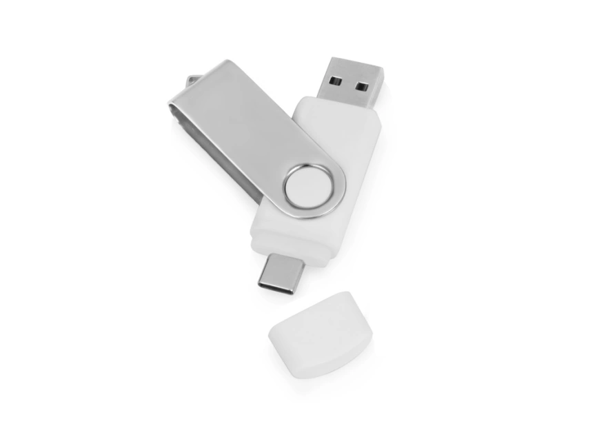 USB3.0/USB Type-C флешка на 16 Гб Квебек C, белый фото 1