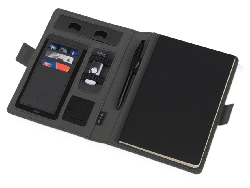 Органайзер с беспроводной зарядкой 5000 mAh Powernote, темно-серый фото 3