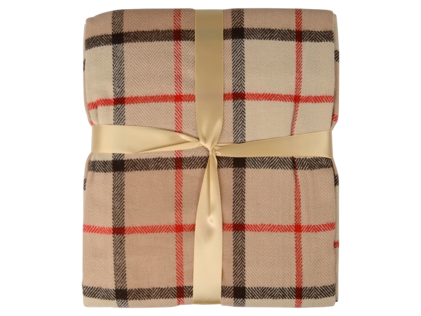 Плед акриловый в клетку Tartan, бежевый фото 4