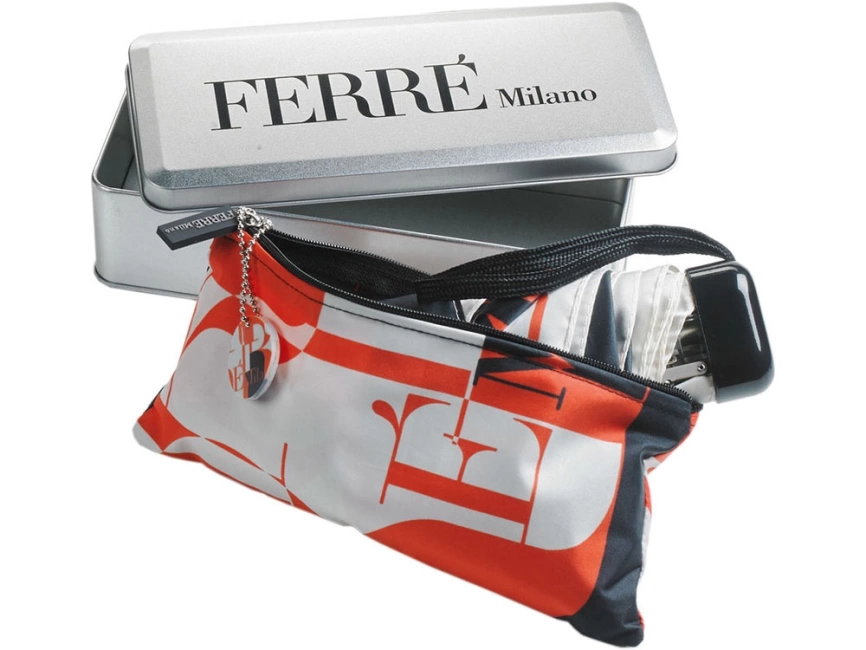 Зонт складной Ferre, механика черный/красный фото 2