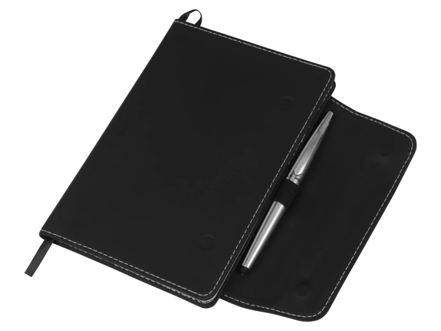 Блокнот A5 Horsens с шариковой ручкой-стилусом, черный фото 2