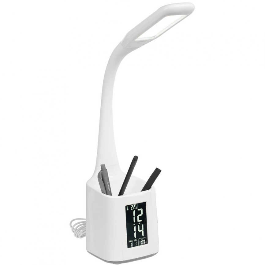 Настольная лампа с подставкой для ручек Bendy, белая фото 2