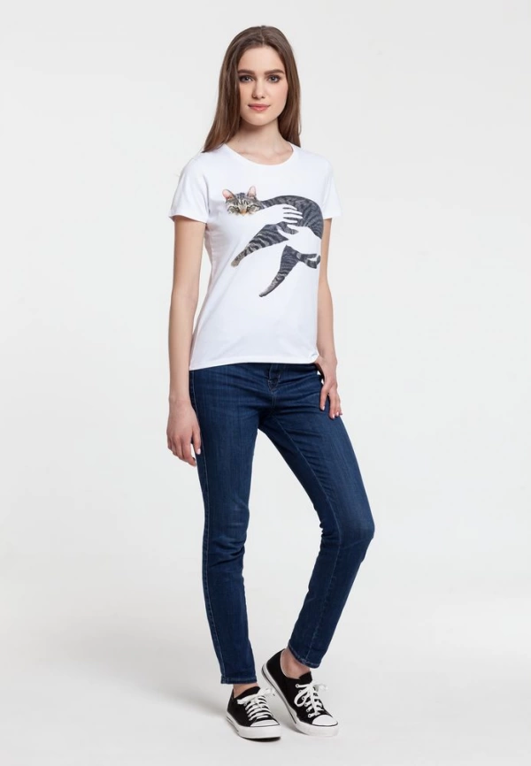 Футболка женская «Погладь кота», белая, размер M фото 4