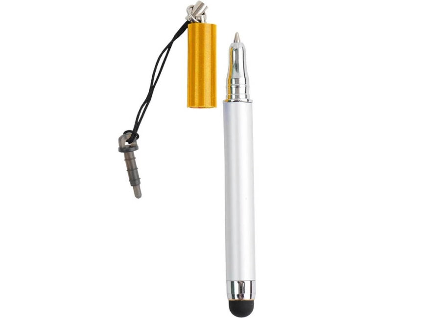 Ручка-подвеска на мобильный телефон со стилусом, серебристый/золотистый фото 2