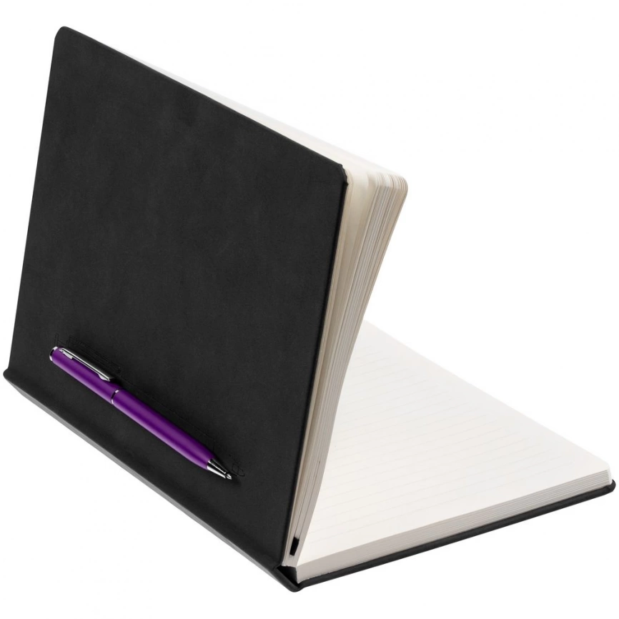 Ежедневник Magnet Chrome с ручкой, черный c фиолетовым фото 3