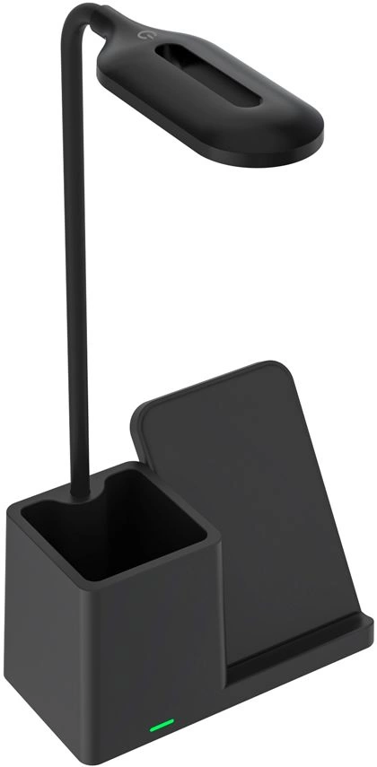 Настольная лампа Stark с беспроводной зарядкой, чёрная фото 3