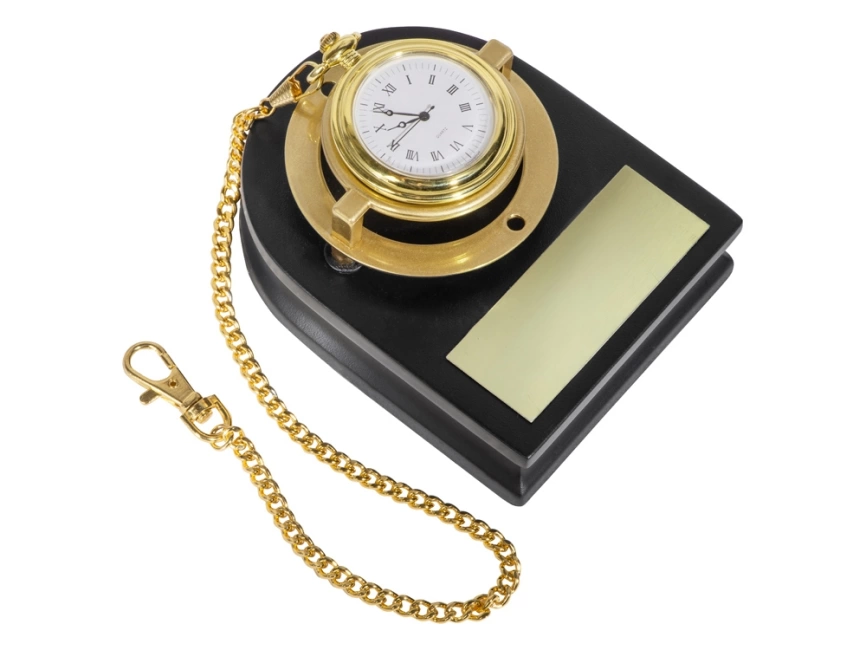 Часы Магистр с цепочкой на деревянной подставке, золотистый/черный фото 1