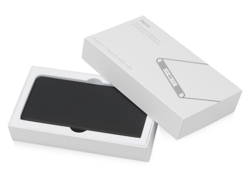 Портативное зарядное устройство с белой подсветкой логотипа Faros, soft-touch, 4000 mAh фото 7