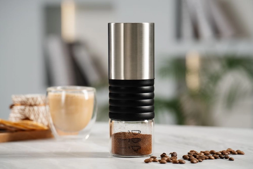 Портативная кофемолка Moxie, серебристо-черная, уценка фото 7