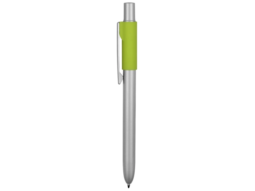 Ручка металлическая шариковая Bobble с силиконовой вставкой, серый/зеленое яблоко фото 3