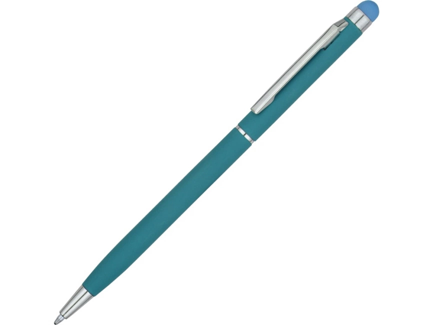 Ручка-стилус шариковая Jucy Soft с покрытием soft touch, бирюзовый фото 1