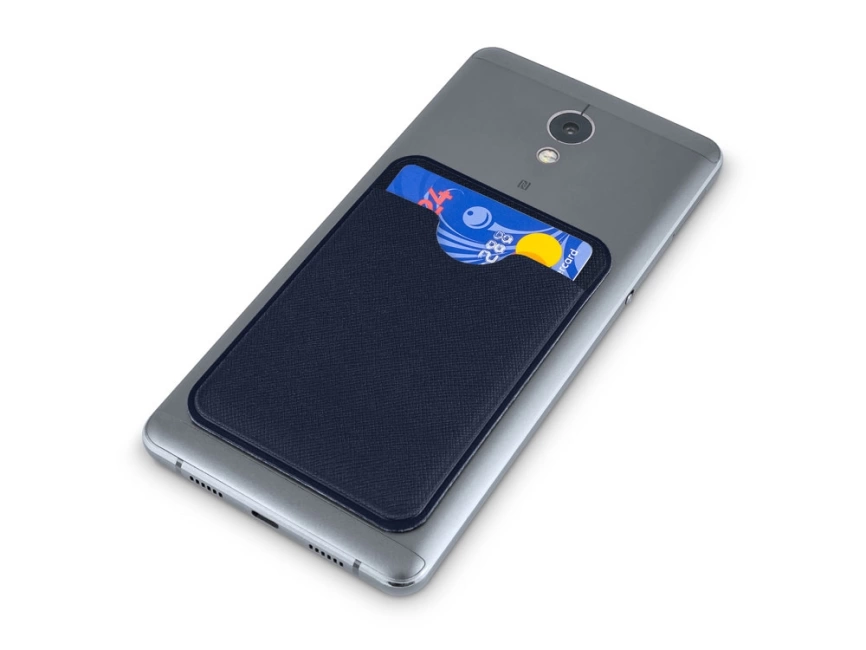Чехол-картхолдер Favor на клеевой основе на телефон для пластиковых карт и и карт доступа, темно-синий фото 4