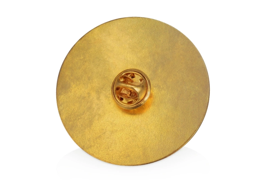 Значок металлический Круг, золотистый фото 3