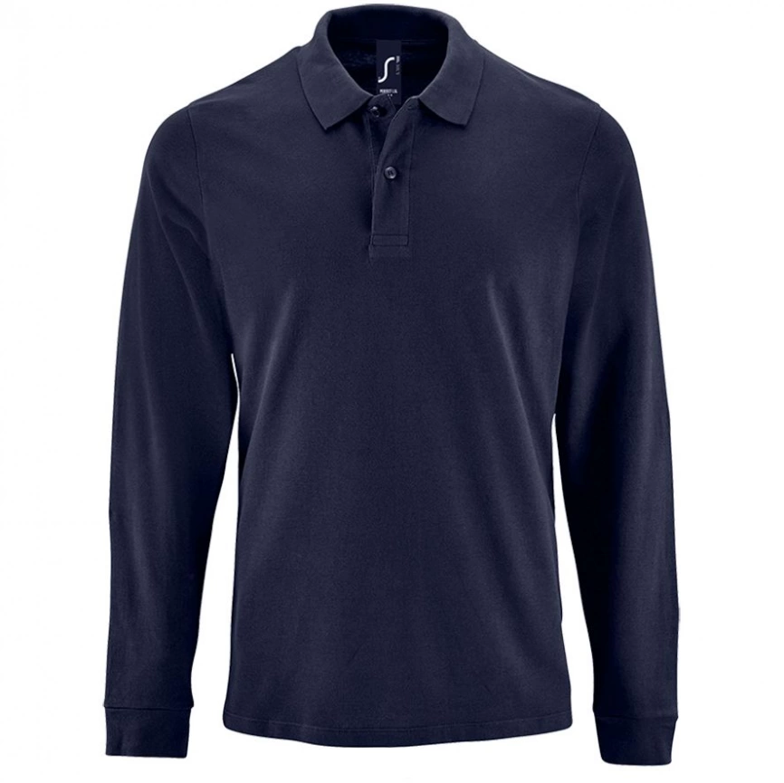 Рубашка поло мужская с длинным рукавом Perfect LSL Men темно-синяя, размер 3XL фото 6