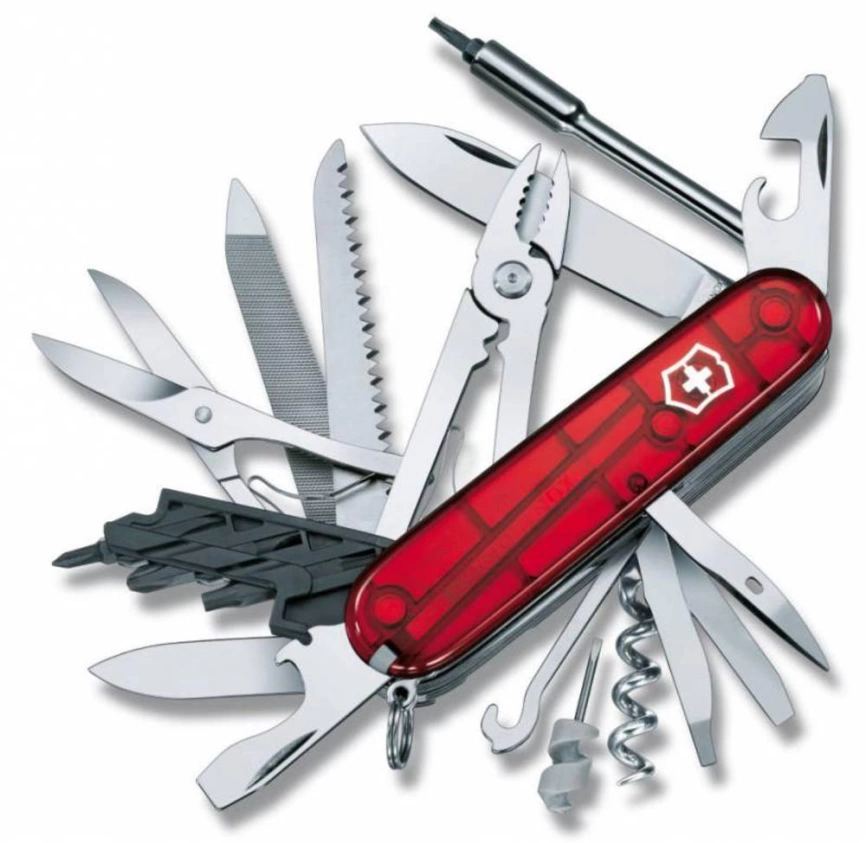 Офицерский нож CyberTool L, полупрозрачный красный фото 1