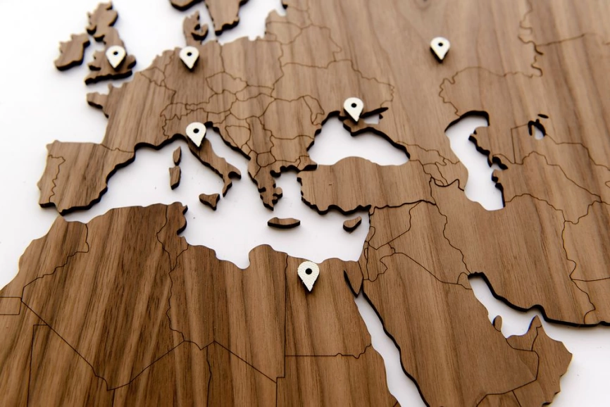 Деревянная карта мира World Map Wall Decoration Exclusive, орех фото 3