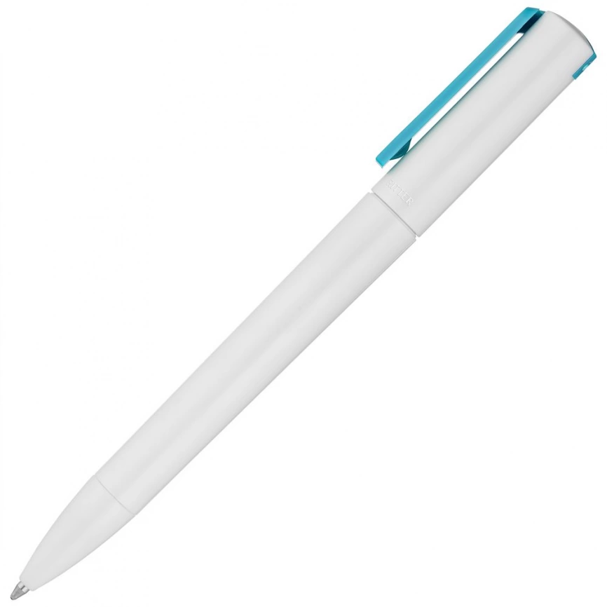 Ручка шариковая Split White Neon, белая с голубым фото 4