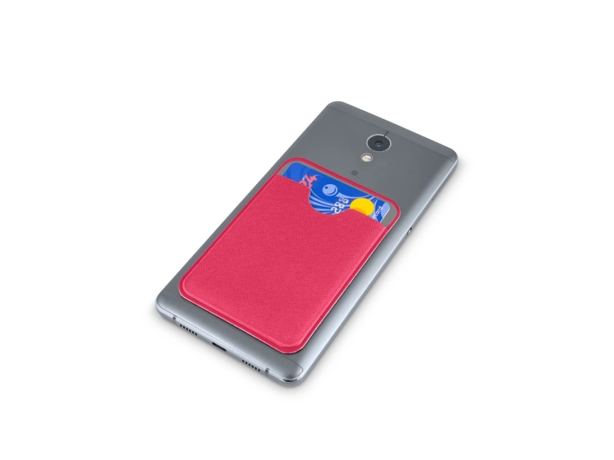 Чехол-картхолдер Favor на клеевой основе на телефон для пластиковых карт и и карт доступа, фуксия фото 4