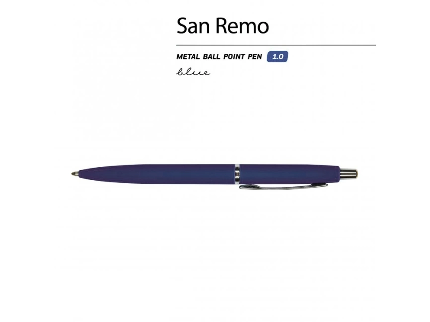 Ручка металлическая шариковая San Remo, 1,0мм, синие чернила, ярко-синий фото 2