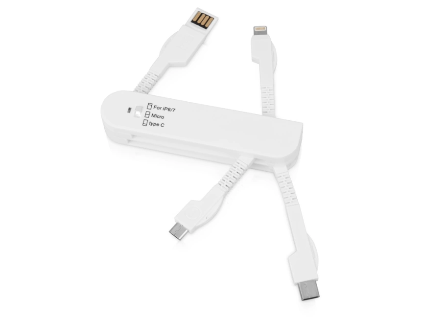 Универсальный переходник Smarty (Micro USB / Lightning / Type C), белый фото 1
