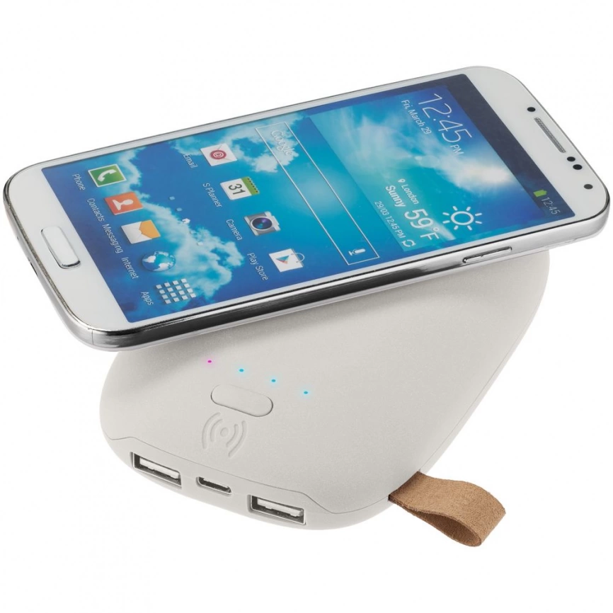 Аккумулятор с беспроводной зарядкой Pebble Wireless 9000 мАч, светло-серый фото 15