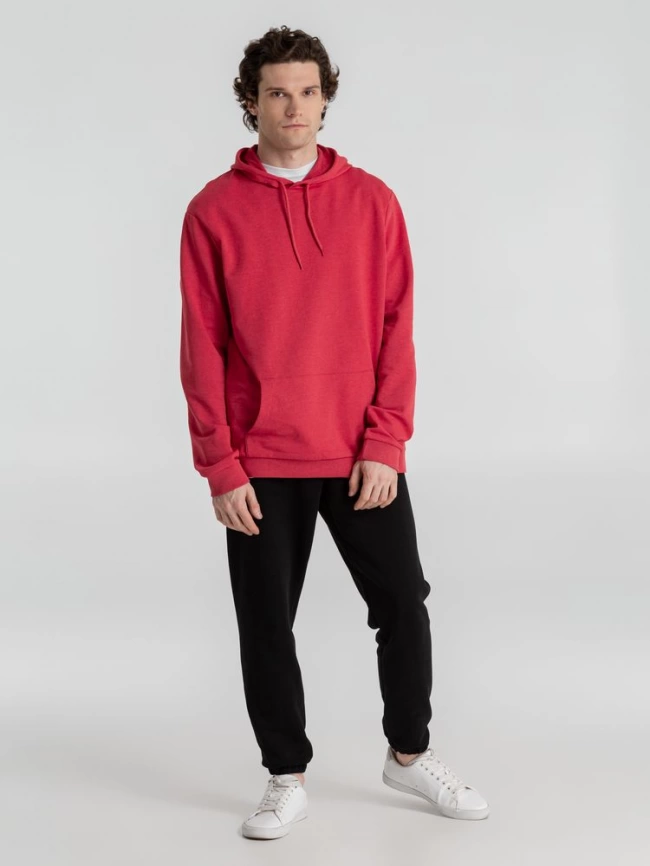 Толстовка с капюшоном унисекс Hoodie, красный меланж, размер XL фото 14