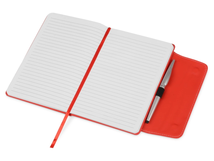 Блокнот A5 Horsens с шариковой ручкой-стилусом, красный фото 3